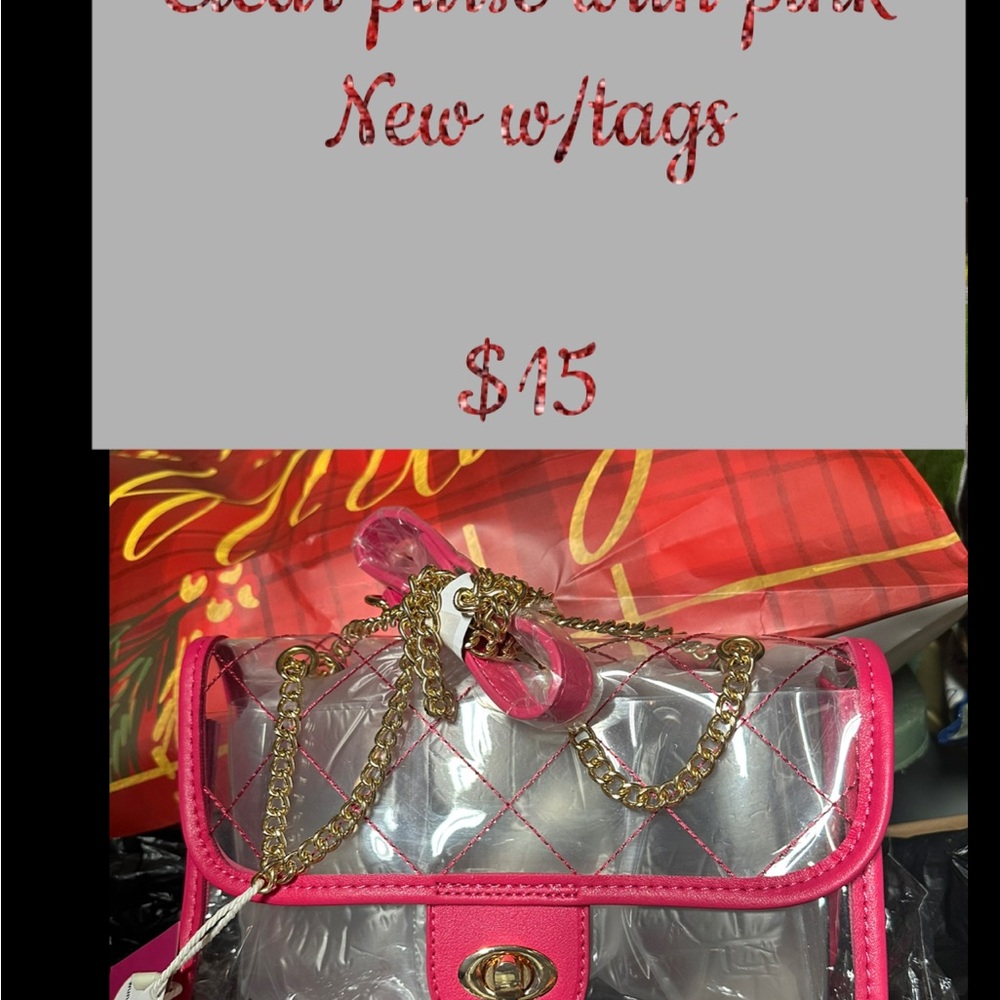 Source Unknown Pink and Clear Crossbody Bag